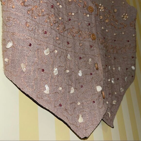 Vintage Natural wear Vision 1 textured vest with wood, shells, beads sz. - Picture 3 of 10